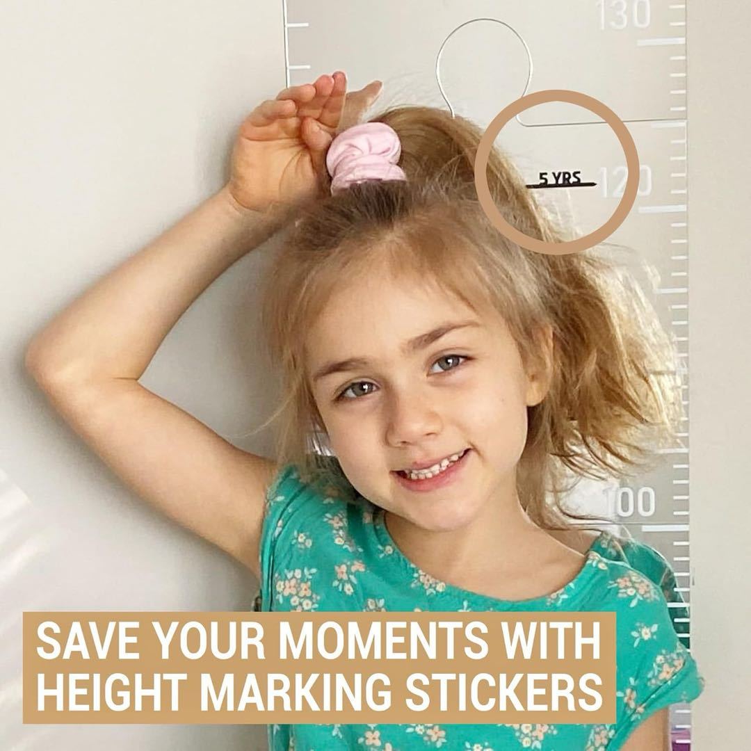 Acrylic Mirror Growth Chart Wall Sticker Kids Height Measurement Ruler in Inches & cm, Decal for Family Baby Room, Nursery, Kindergarten