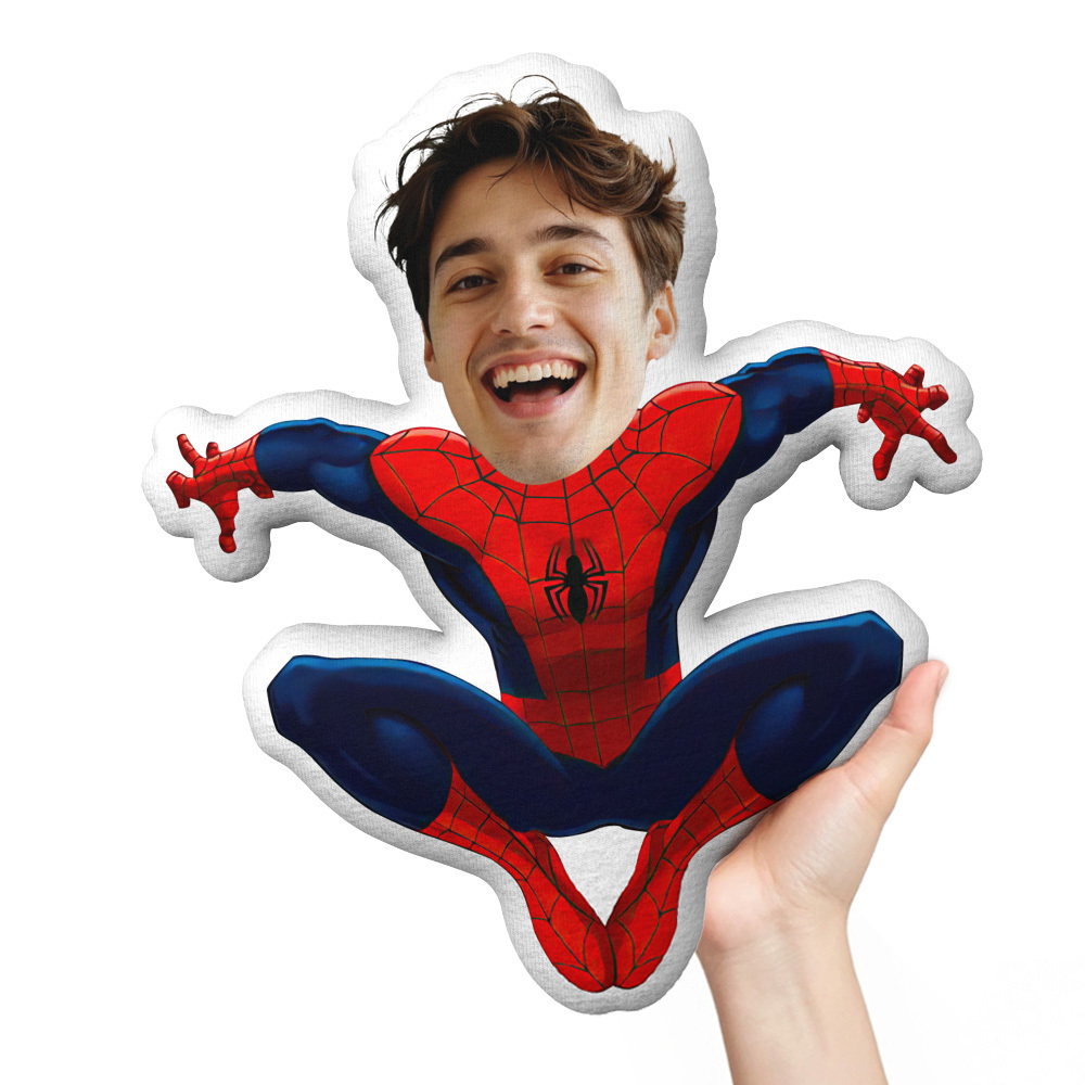 Custom Face Pillow Personalized Photo Pillow Squatting Spiderman MiniMe Pillow