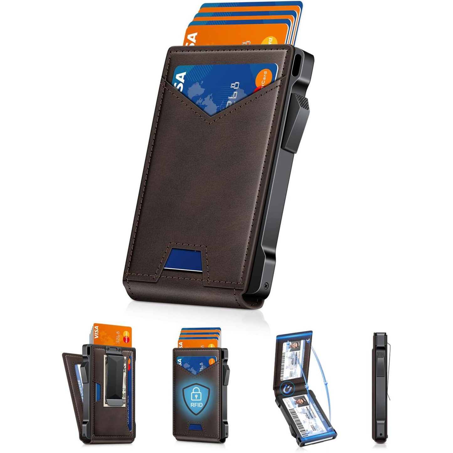 Men’s Foldable Wallet with Bifold Pop - Up ID Window RFID-Blocking Technology Secure Compact Card Holder Gift for Men Valentine's Day Gifts