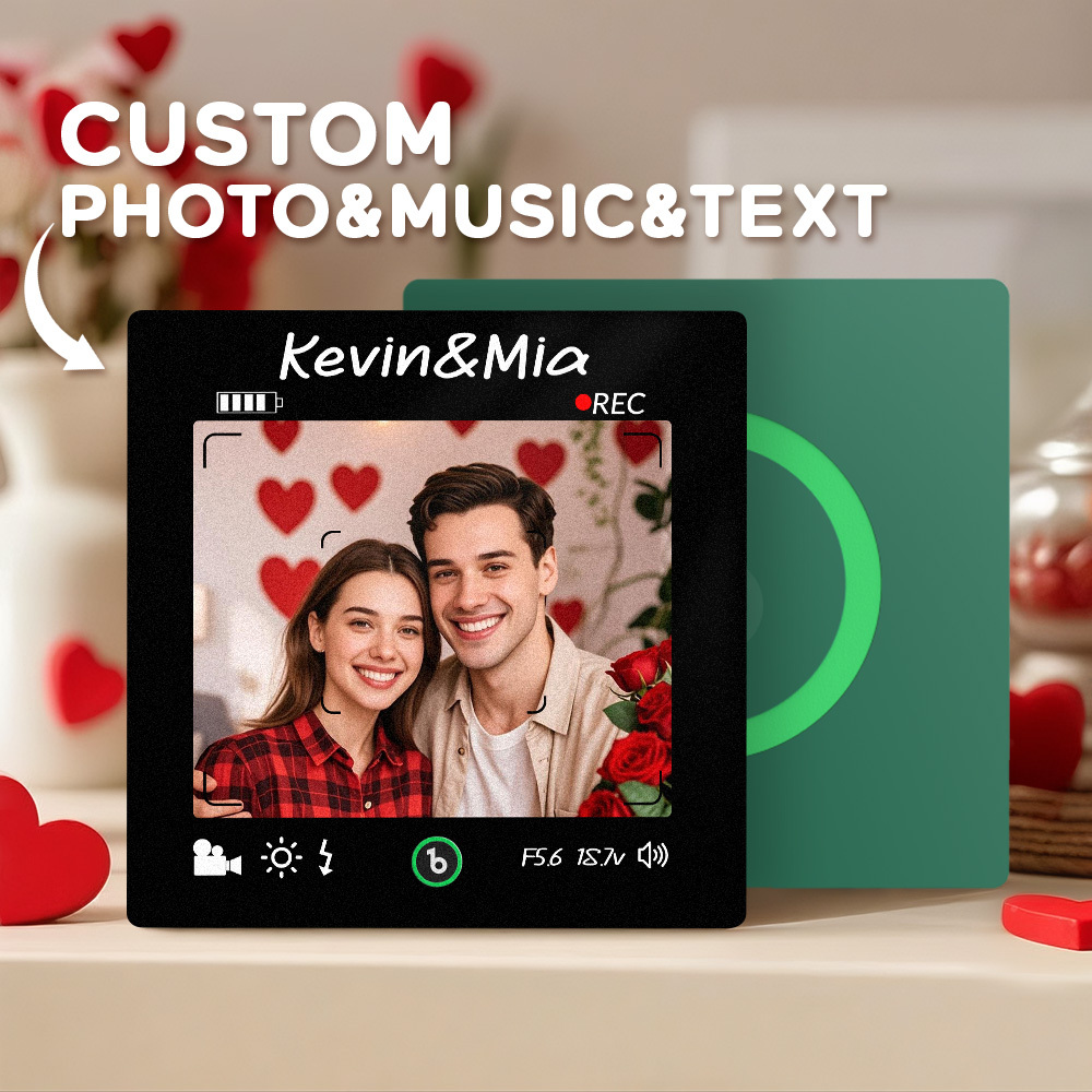 Custom Photo and Text Music Fridge Magnet Frame Music Wall Photo Sticker Music Movement Camera Style Gifts - mysiliconefoodbag