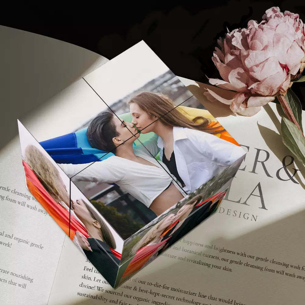 Anniversary Gift Custom Infinity Cube Multiphoto Rubic Cube Love You - mysiliconefoodbag
