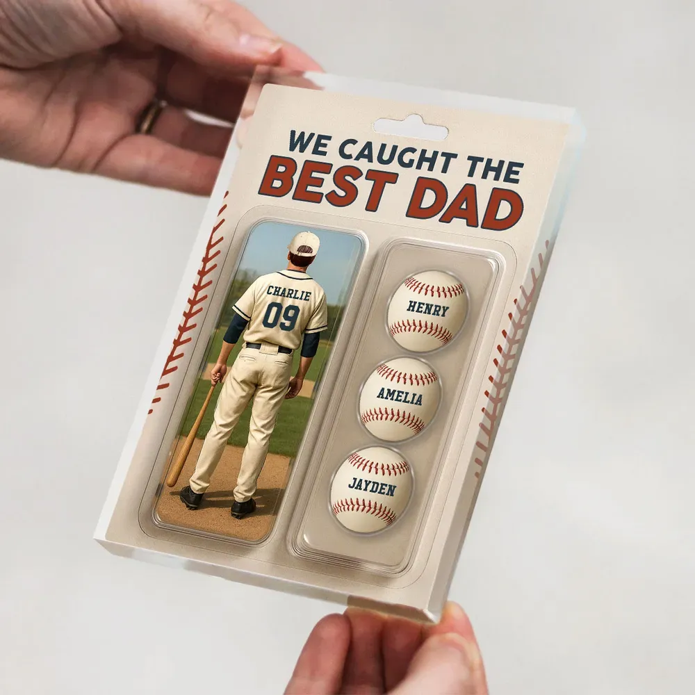 We Caught The Best Dad Grandpa Baseball Lover – Realistic Figure Style Personalized Acrylic Block Plaque