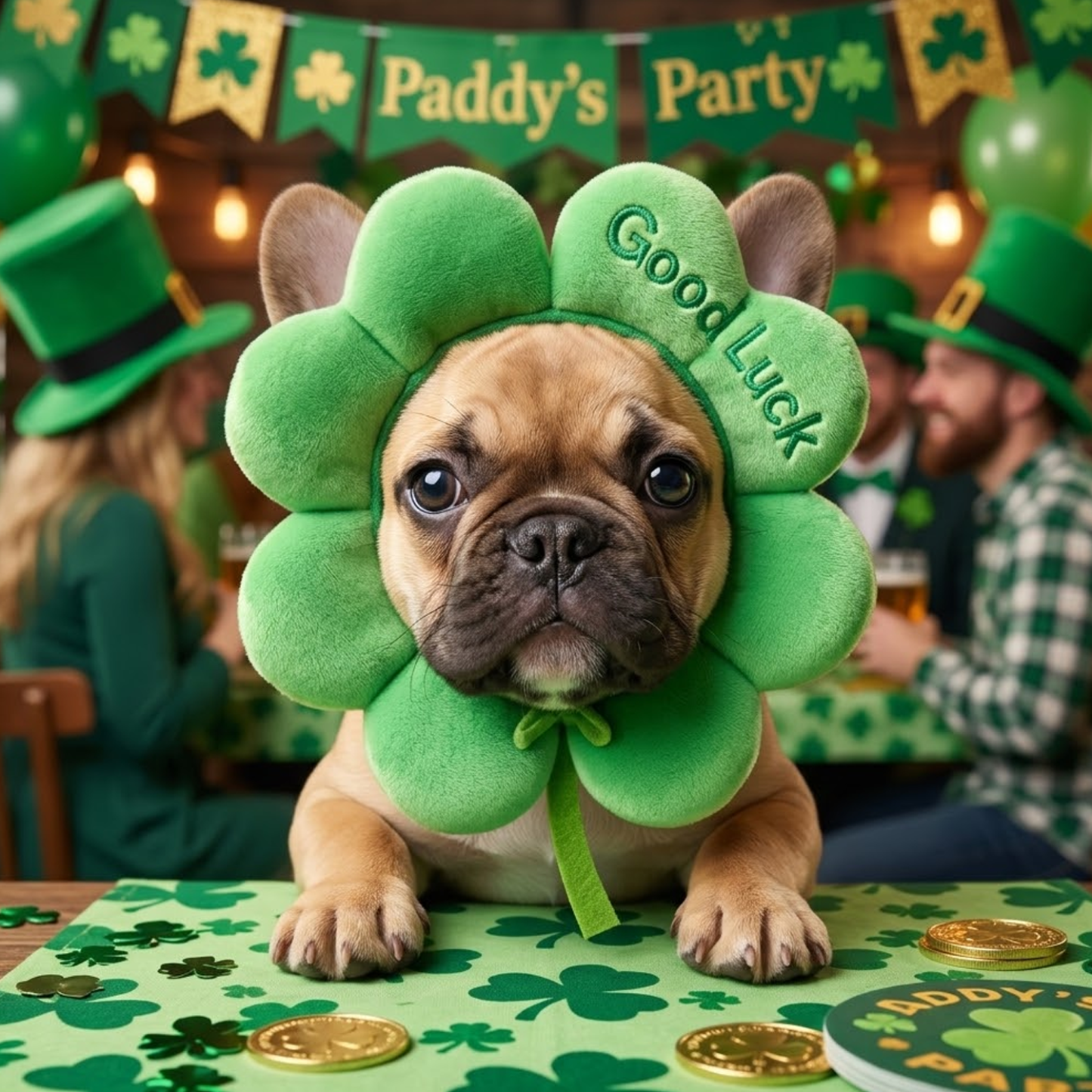 Lucky Four-Leaf Clover Pet Headpiece, Cute Good Luck Hair Accessory for Dogs & Cats - mysiliconefoodbag