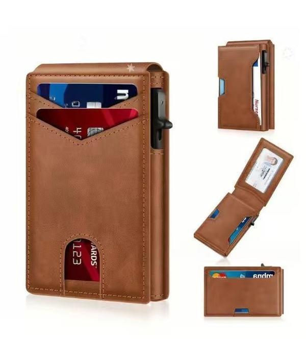 Men’s Foldable Wallet with Bifold Pop - Up ID Window RFID-Blocking Technology Secure Compact Card Holder Gift for Men Valentine's Day Gifts