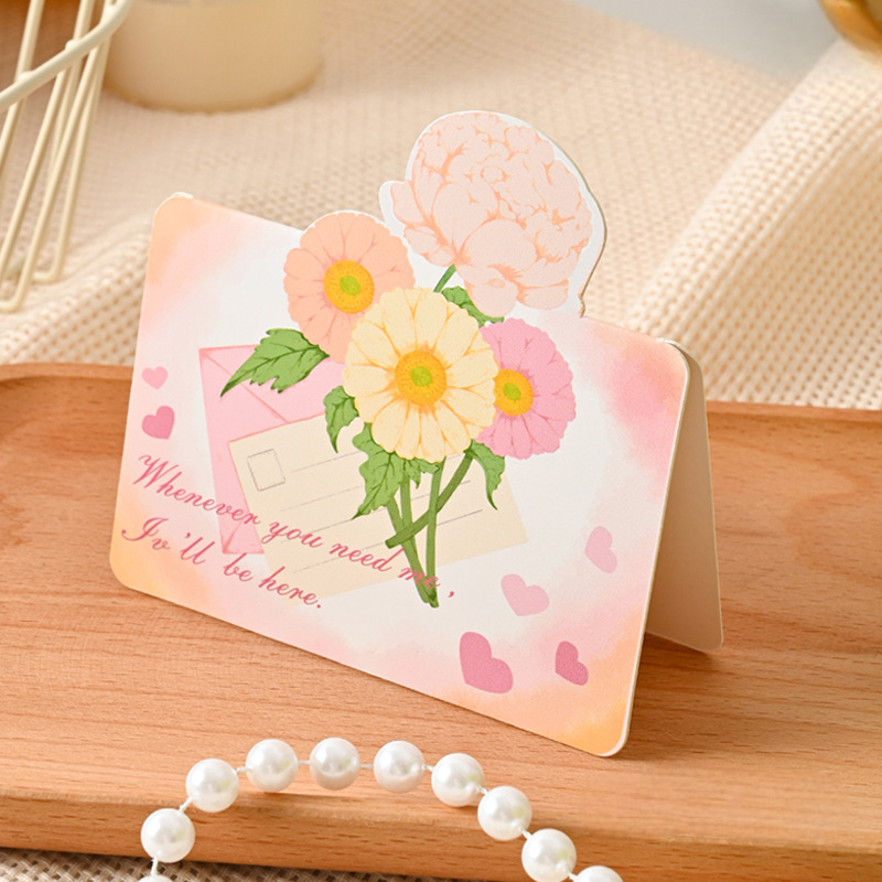 3D Floral Bouquet Greeting Card - Hand-Painted Rose Decor with Message Card for Romantic Gifts - mysiliconefoodbag