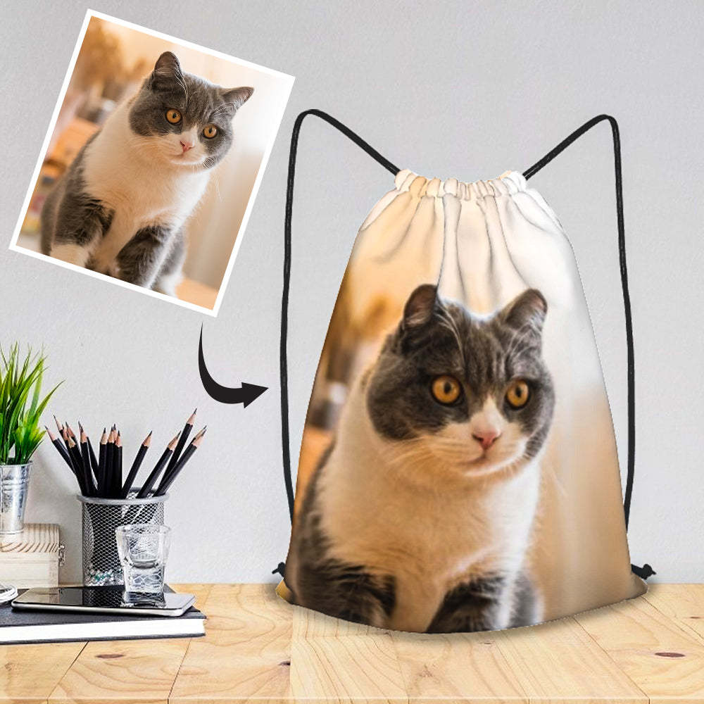 Customized Drawstring Sportpack with Photo Pet Bag For Supplies Git for Pet Lover