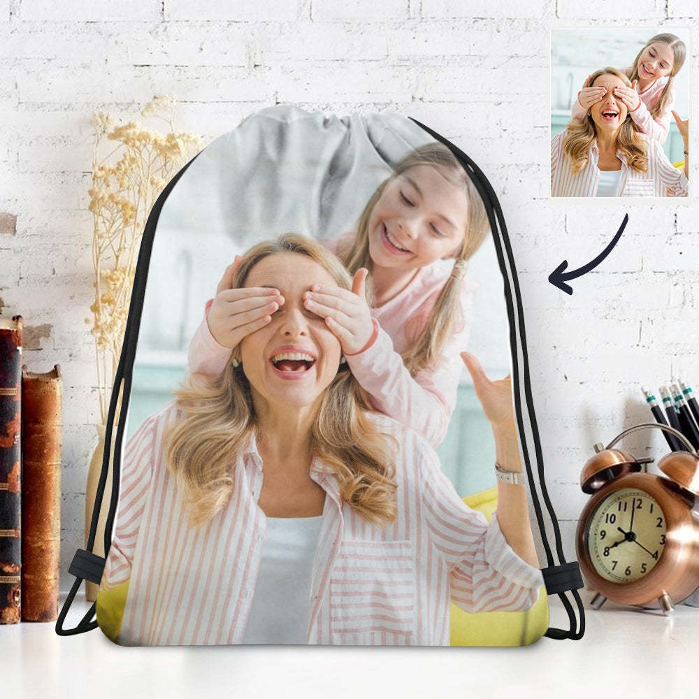 Personalized Photo Drawstring Sport Backpack Back To School Gifts