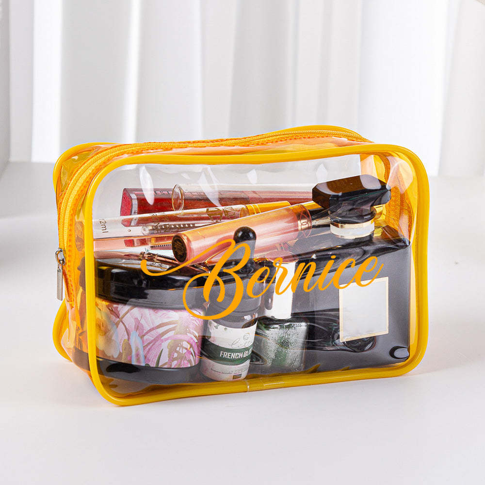 Personalized Name Makeup Bag Clear Waterproof Cosmetic Bag Birthday Wedding Gift for Her - mysiliconefoodbag