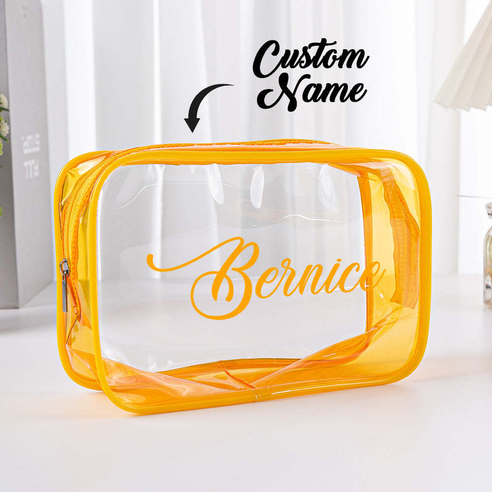Personalized Name Makeup Bag Clear Waterproof Cosmetic Bag Birthday Wedding Gift for Her - mysiliconefoodbag