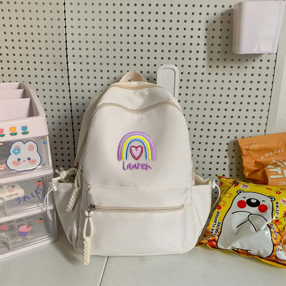 Personalized Embroidered Name Rainbow Backpack School Bag Back to School Gifts - mysiliconefoodbag