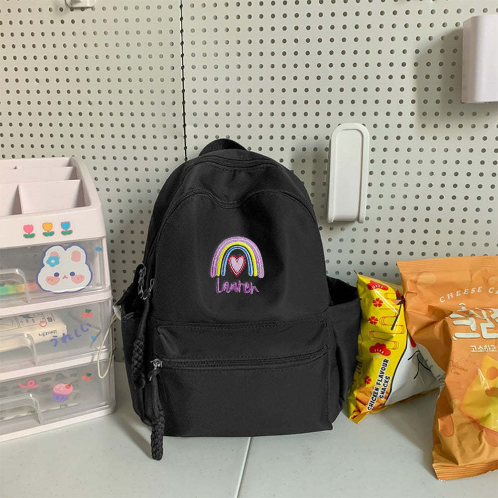 Personalized Embroidered Name Rainbow Backpack School Bag Back to School Gifts - mysiliconefoodbag