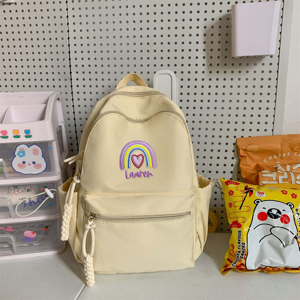 Personalized Embroidered Name Rainbow Backpack School Bag Back to School Gifts - mysiliconefoodbag