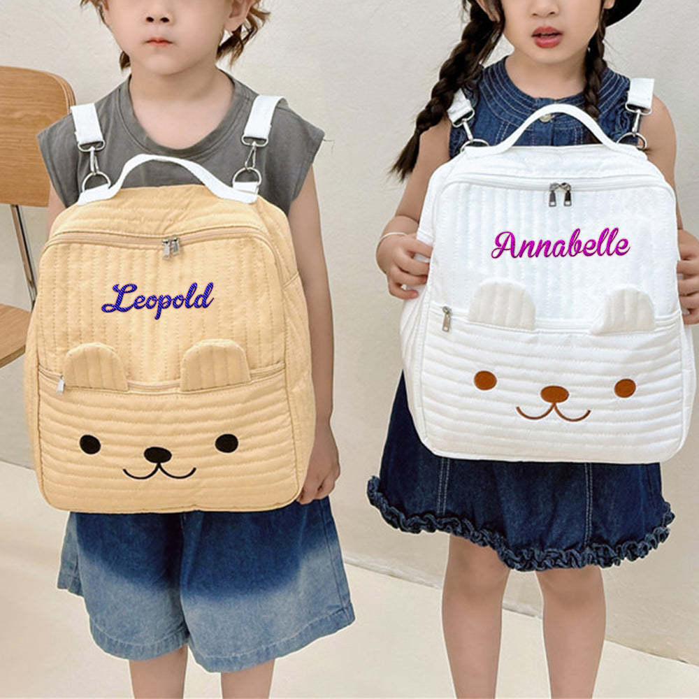 Personalized Name Embroidery Backpack Custom School Bags Gift for Kids - mysiliconefoodbag