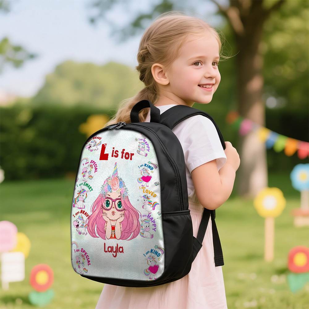 Personalized Backpack with Kid's Name DIY Cartoon Character School Bag Trendy Birthday Gift for Grandchildren, Toddlers & Preschool Boys and Girls