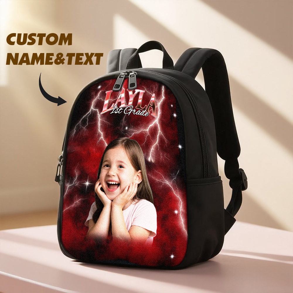 Back To School Photo Vintage Backpack Gift For Kids, Personalized Birthday Gift For Boys Girls, Custom School Bags For Children & Toddlers