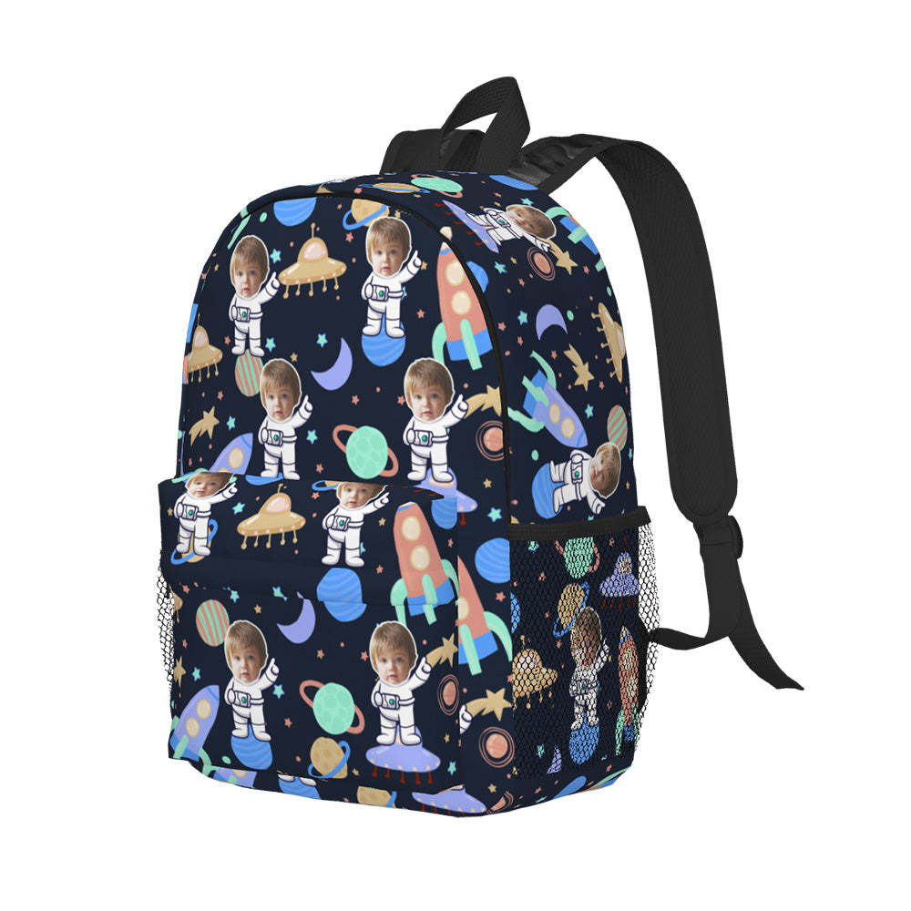 Custom Face Backpack Personalised Space School Bag for Kids - mysiliconefoodbag