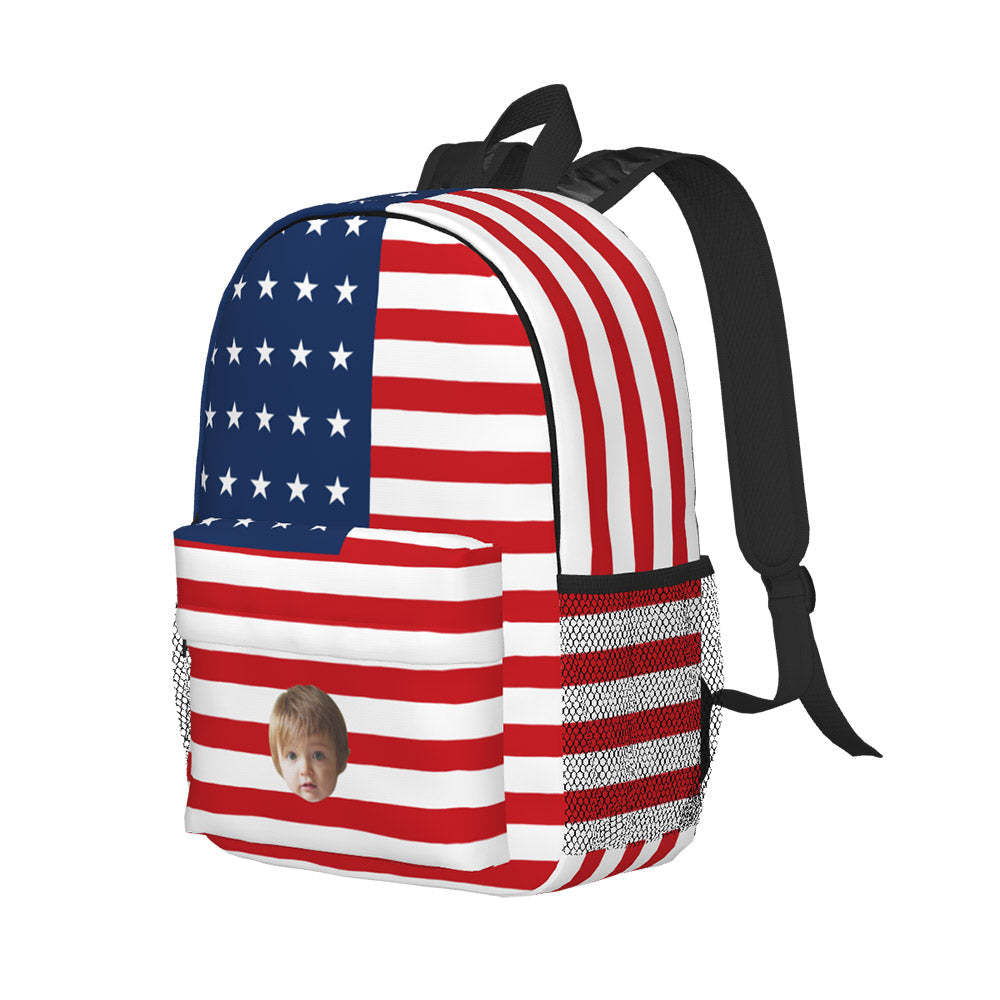 Custom Face Backpack Personalised Flag School Bag - mysiliconefoodbag