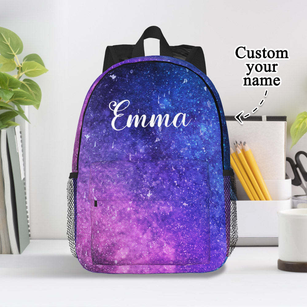 Custom Name Backpack Personalised Starry Sky School Bag - mysiliconefoodbag