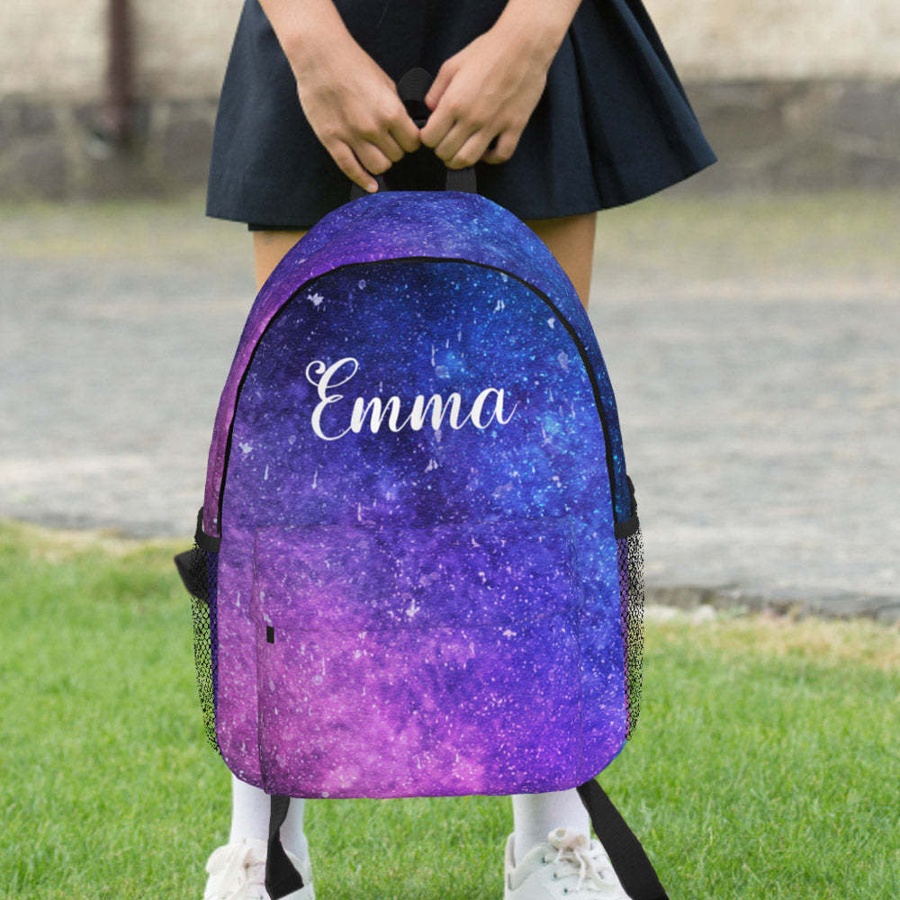 Custom Name Backpack Personalised Starry Sky School Bag - mysiliconefoodbag