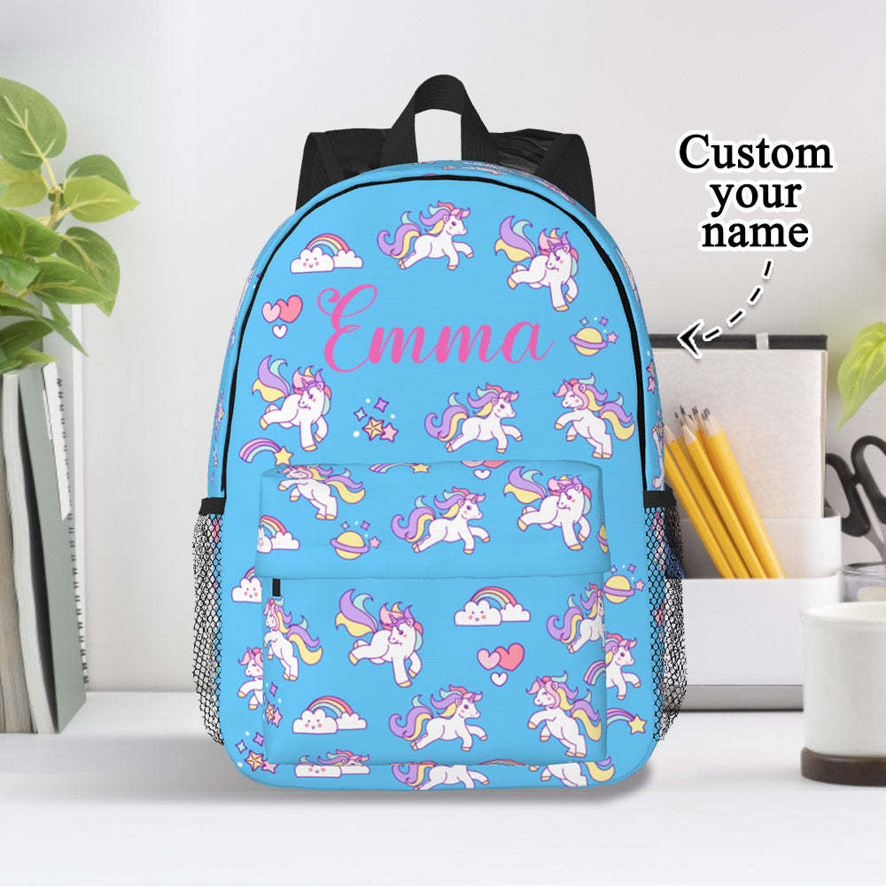Custom Name Backpack Personalised Unicorn School Bag - mysiliconefoodbag