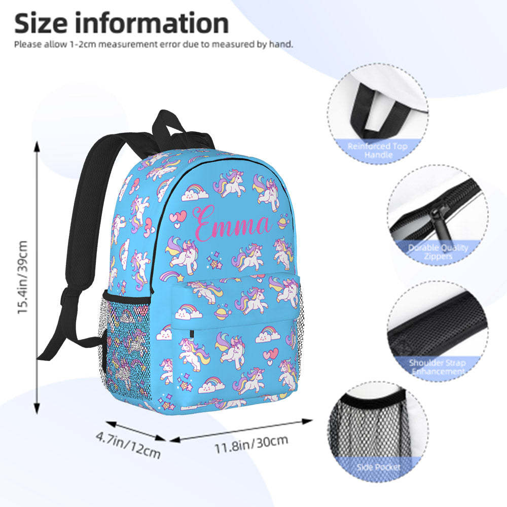 Custom Name Backpack Personalised Unicorn School Bag - mysiliconefoodbag