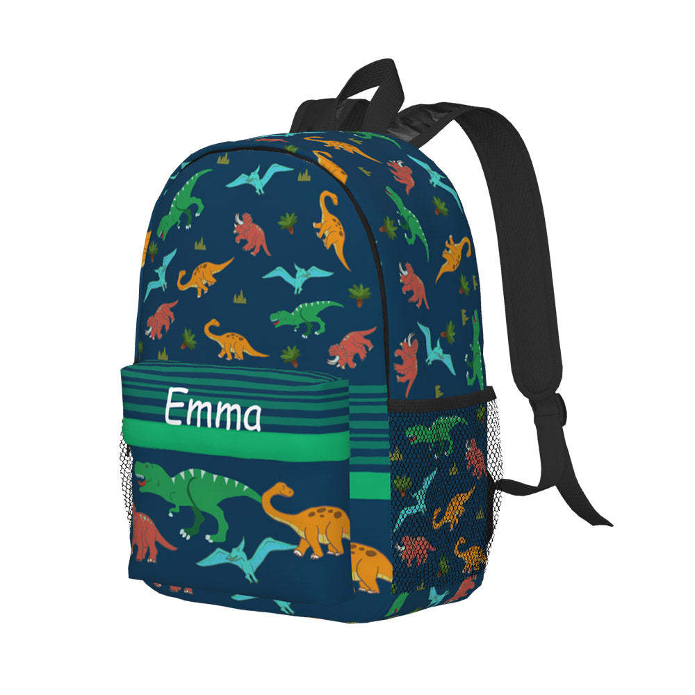 Custom Name Backpack Personalised Dinosaur School Bag - mysiliconefoodbag