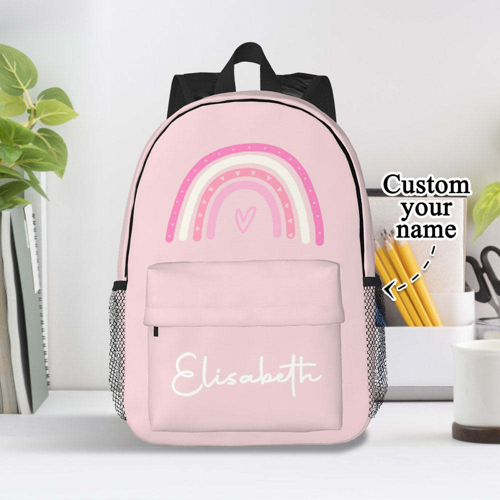 Custom Name Backpack Personalised Rainbow Design School Bag - mysiliconefoodbag