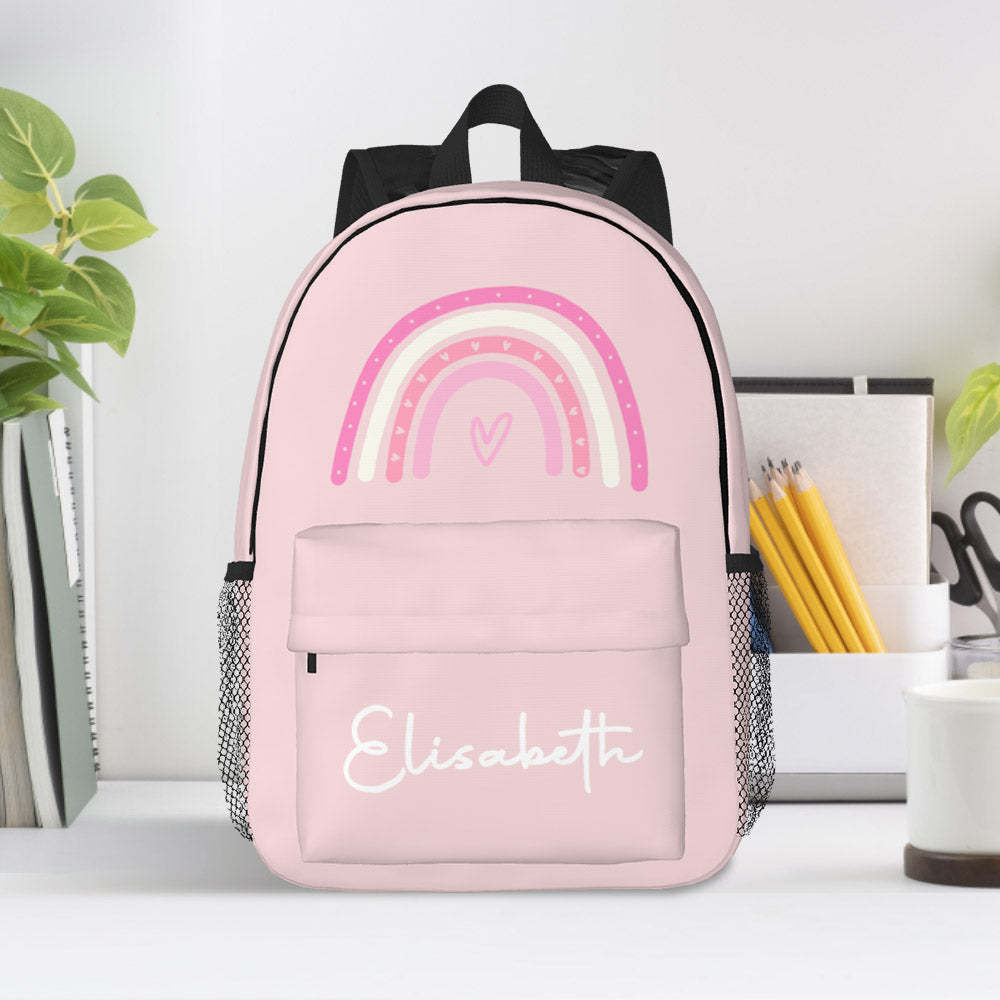 Custom Name Backpack Personalised Rainbow Design School Bag - mysiliconefoodbag