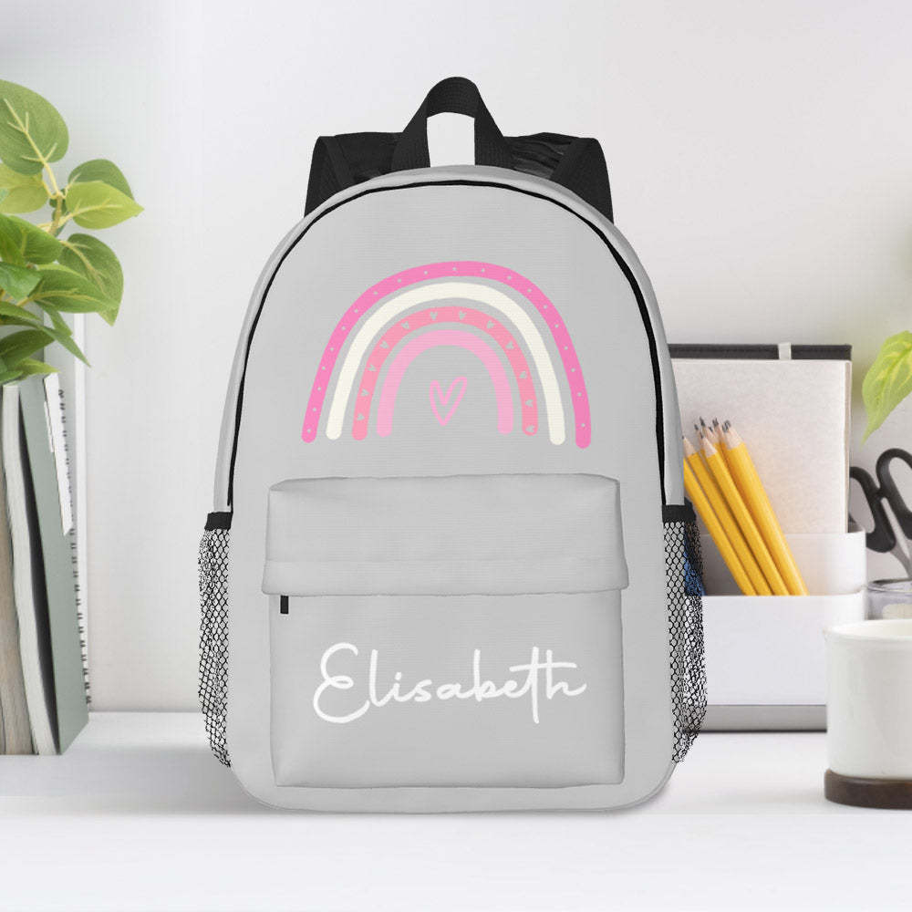 Custom Name Backpack Personalised Rainbow Design School Bag - mysiliconefoodbag