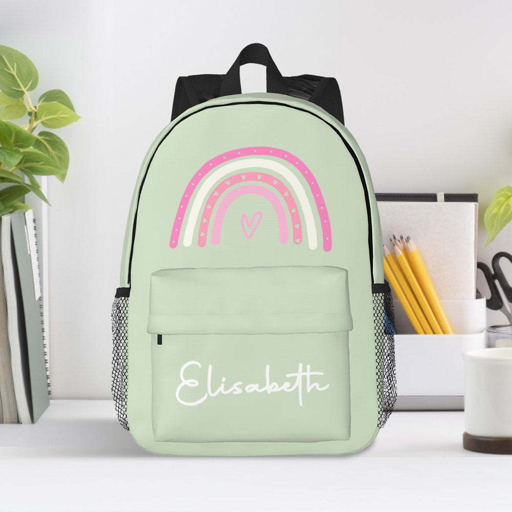 Custom Name Backpack Personalised Rainbow Design School Bag - mysiliconefoodbag