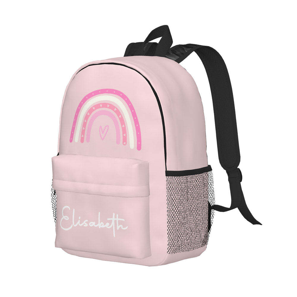 Custom Name Backpack Personalised Rainbow Design School Bag - mysiliconefoodbag