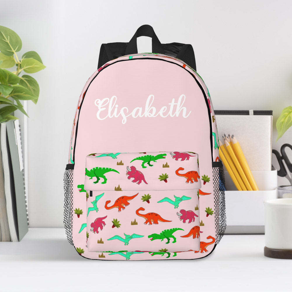 Custom Name Backpack Personalised Dinosaur School Bag for Kids - mysiliconefoodbag