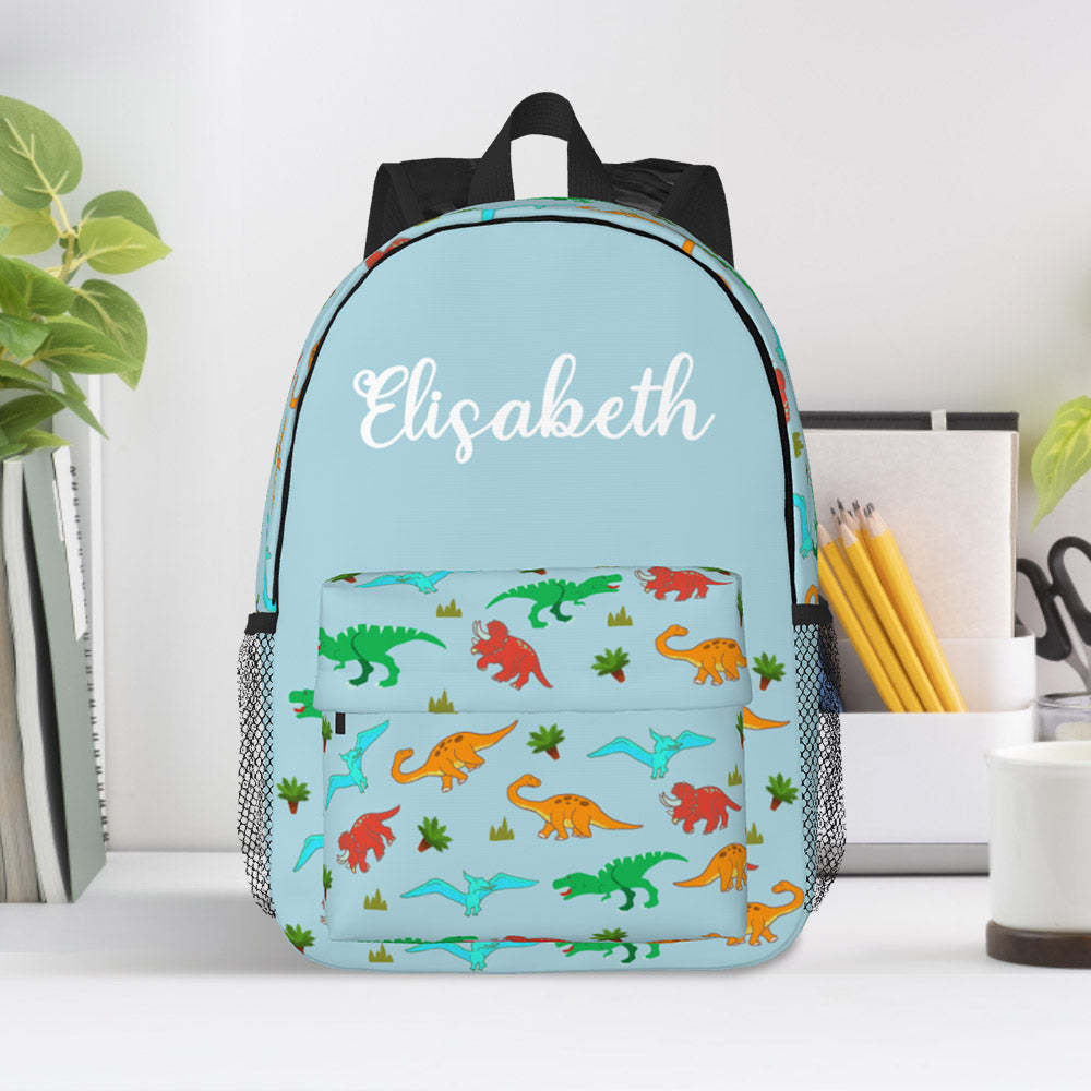 Custom Name Backpack Personalised Dinosaur School Bag for Kids - mysiliconefoodbag