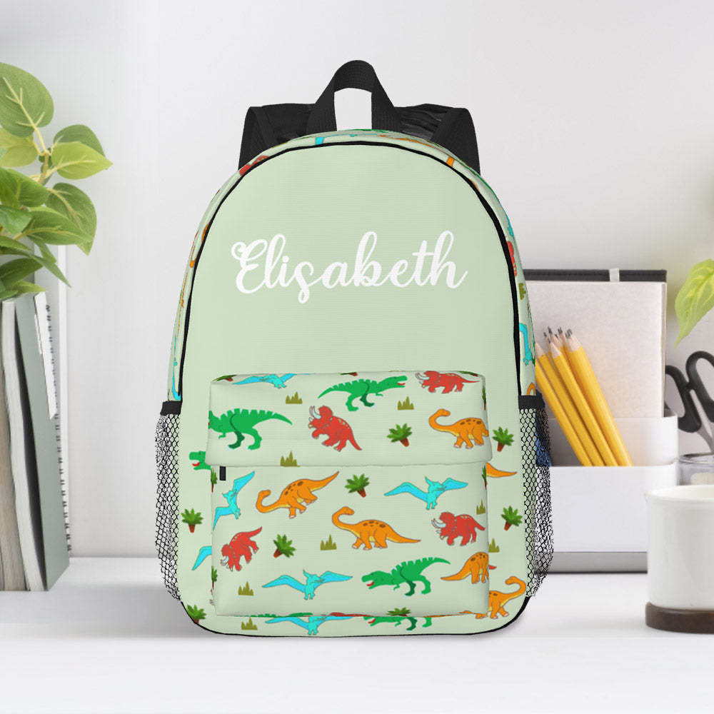 Custom Name Backpack Personalised Dinosaur School Bag for Kids - mysiliconefoodbag