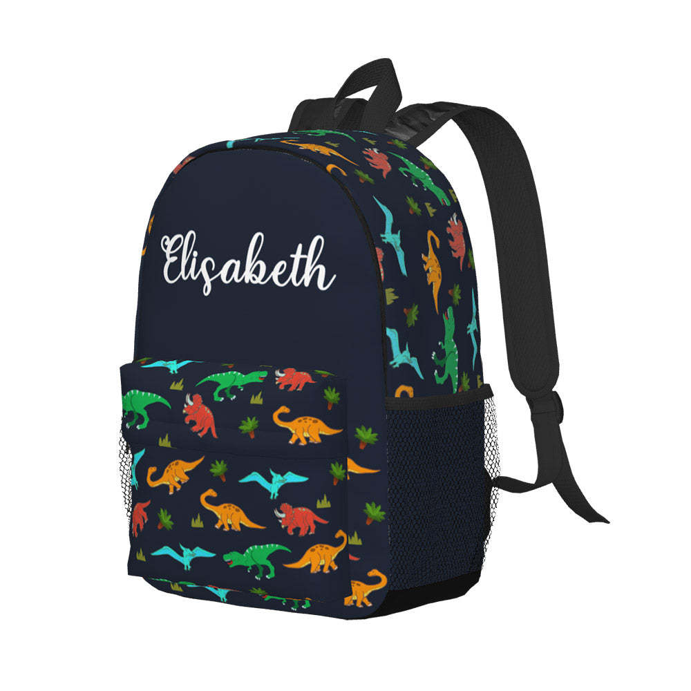 Custom Name Backpack Personalised Dinosaur School Bag for Kids - mysiliconefoodbag