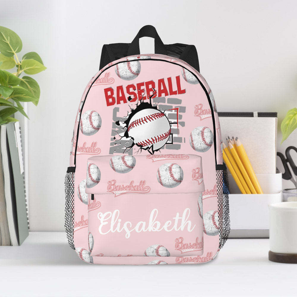 Custom Name Backpack Personalised Baseball School Bag for Kids - mysiliconefoodbag