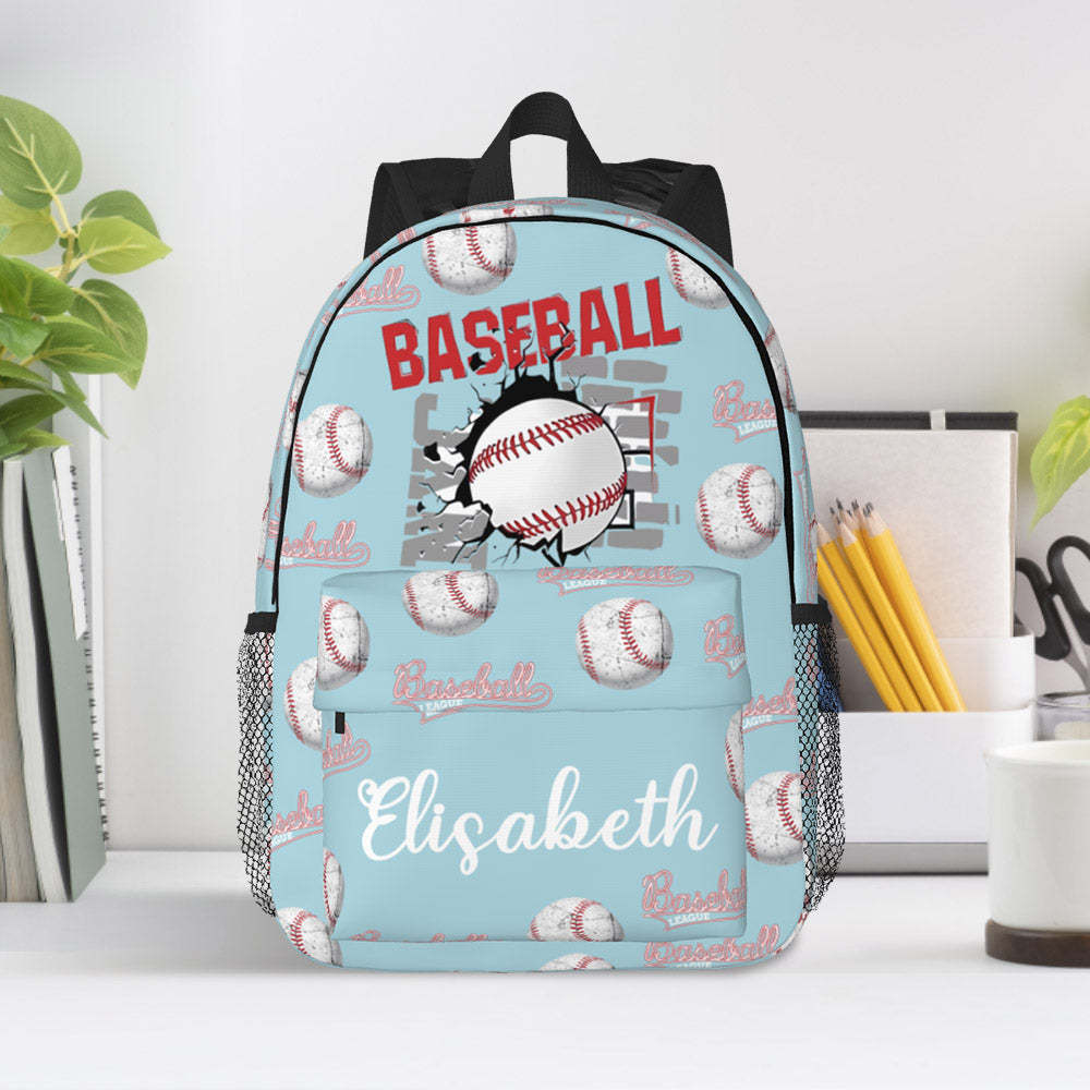 Custom Name Backpack Personalised Baseball School Bag for Kids - mysiliconefoodbag