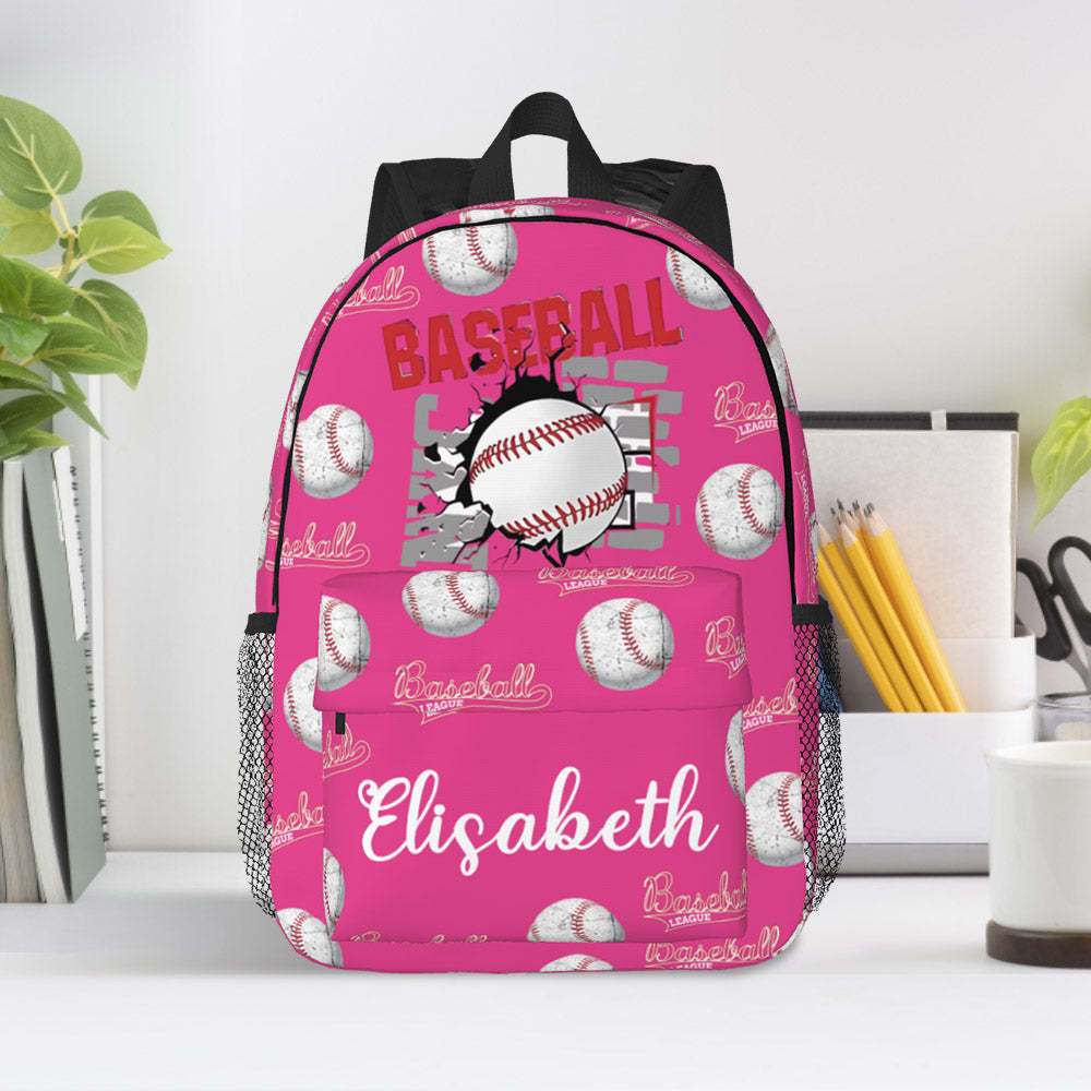 Custom Name Backpack Personalised Baseball School Bag for Kids - mysiliconefoodbag