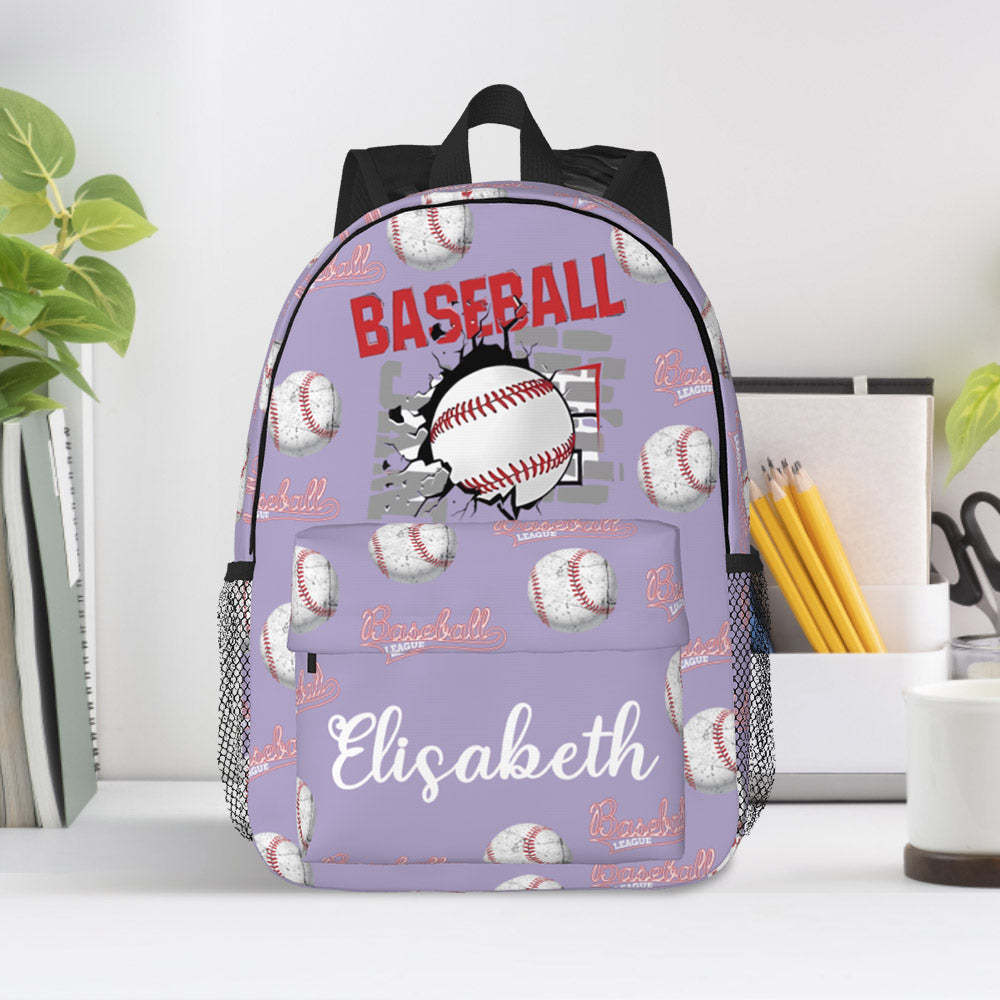 Custom Name Backpack Personalised Baseball School Bag for Kids - mysiliconefoodbag