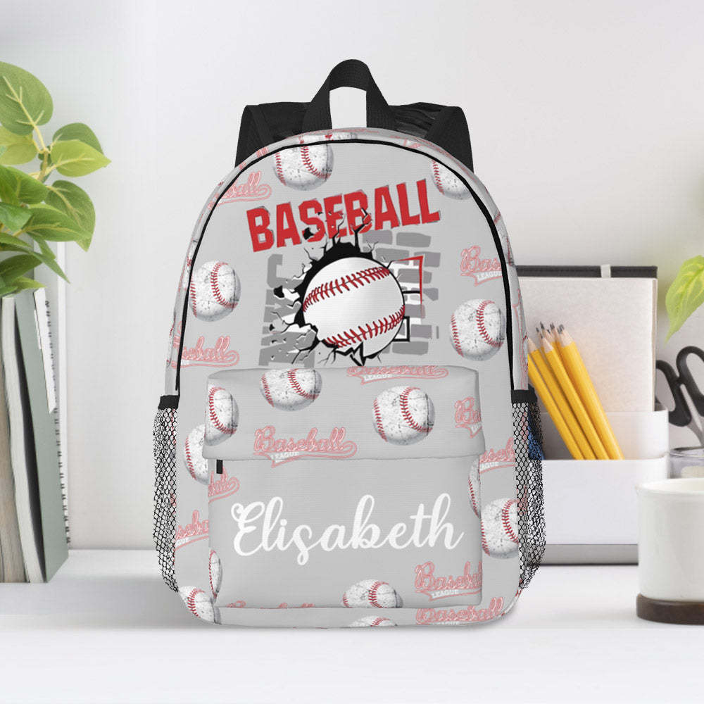 Custom Name Backpack Personalised Baseball School Bag for Kids - mysiliconefoodbag