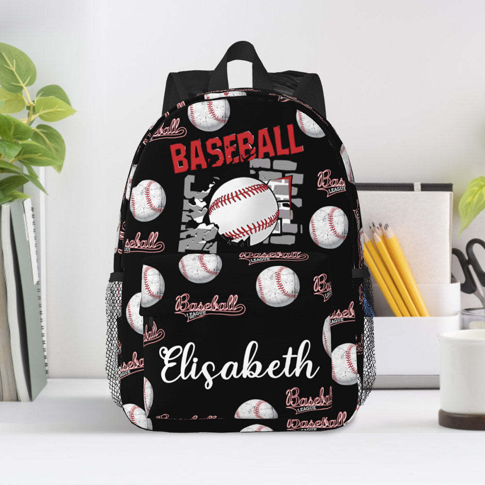 Custom Name Backpack Personalised Baseball School Bag for Kids - mysiliconefoodbag