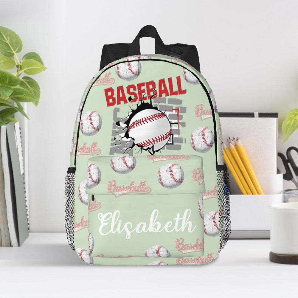 Custom Name Backpack Personalised Baseball School Bag for Kids - mysiliconefoodbag