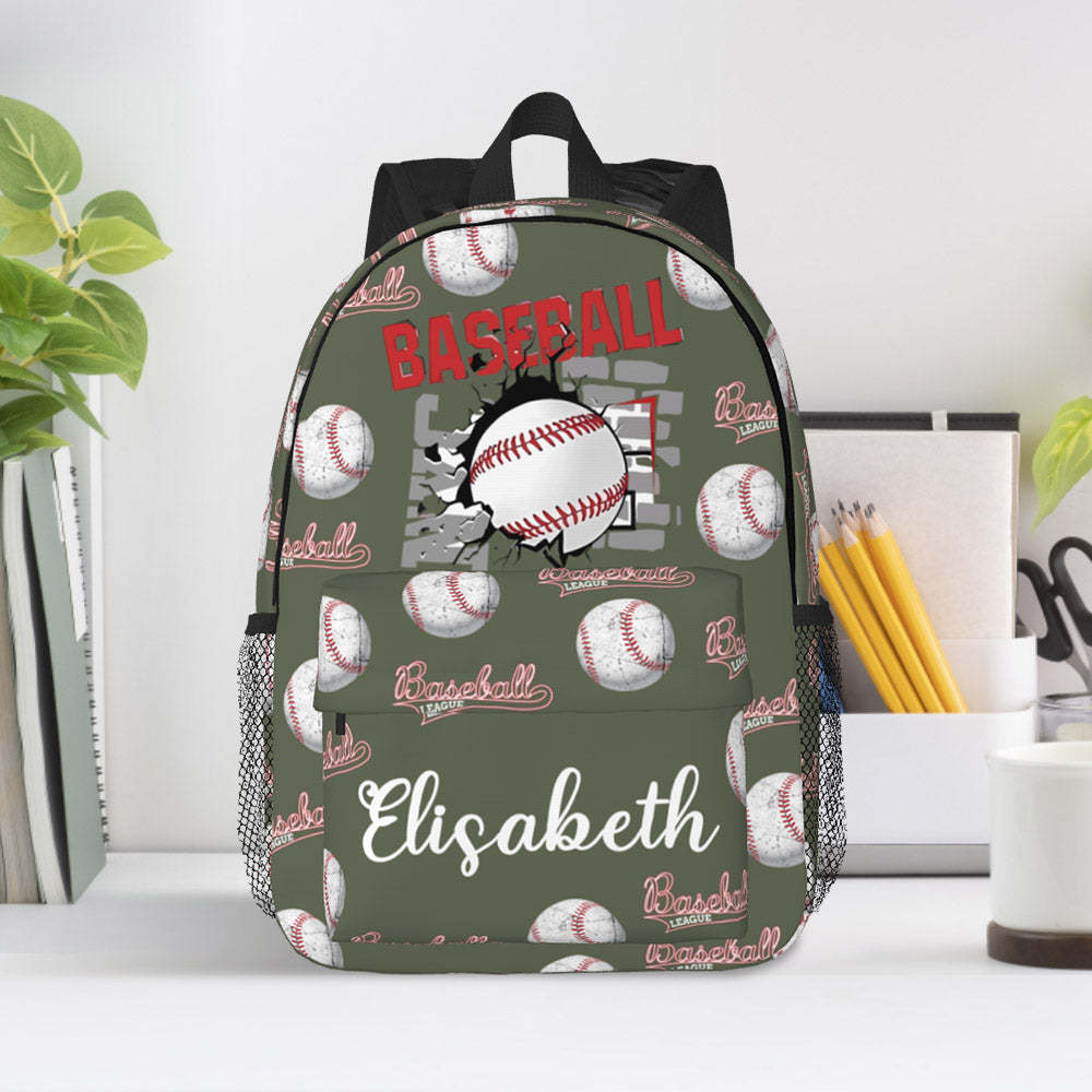 Custom Name Backpack Personalised Baseball School Bag for Kids - mysiliconefoodbag