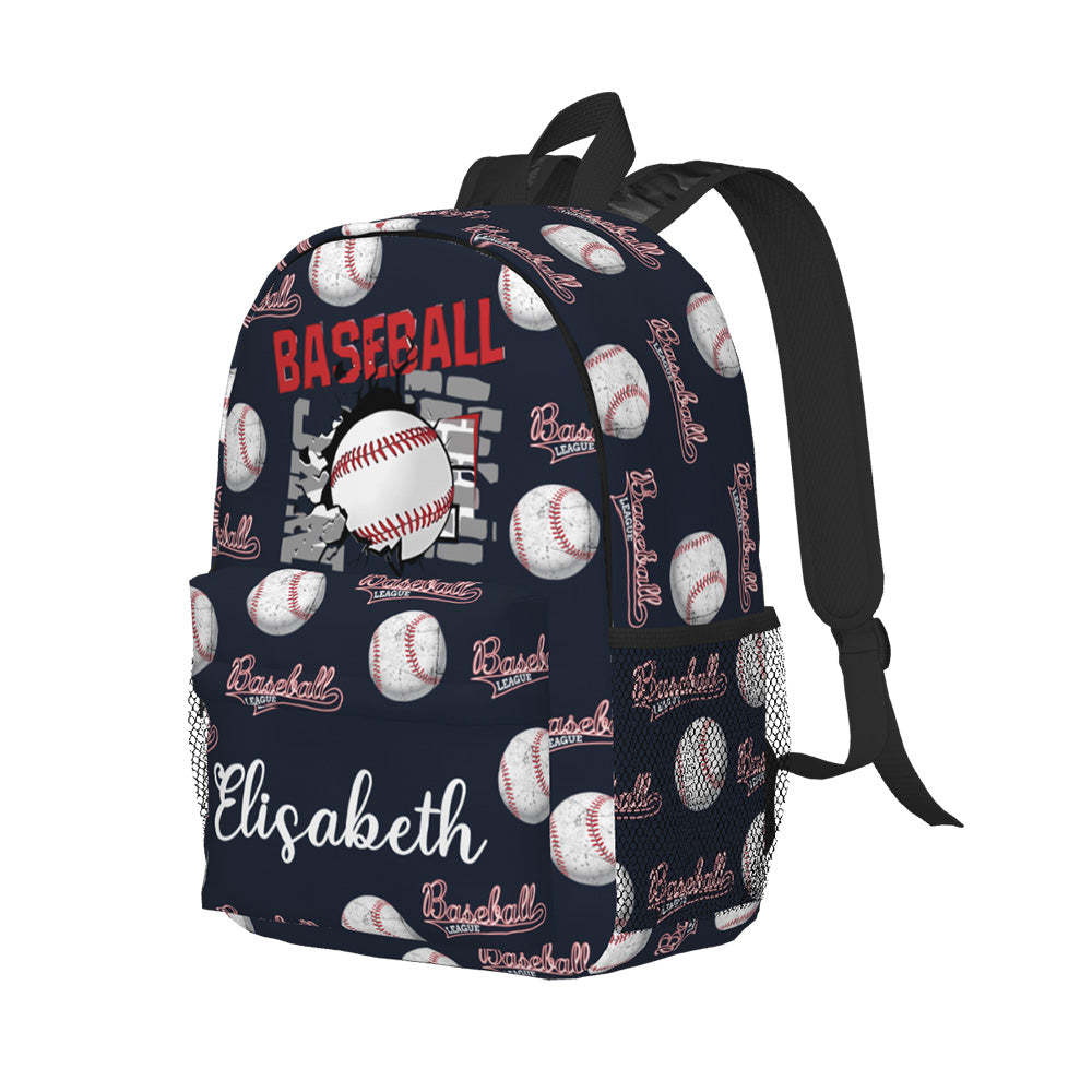 Custom Name Backpack Personalised Baseball School Bag for Kids - mysiliconefoodbag
