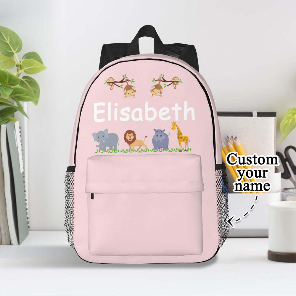 Custom Name Backpack Personalised Cute Animals School Bag for Kids - mysiliconefoodbag