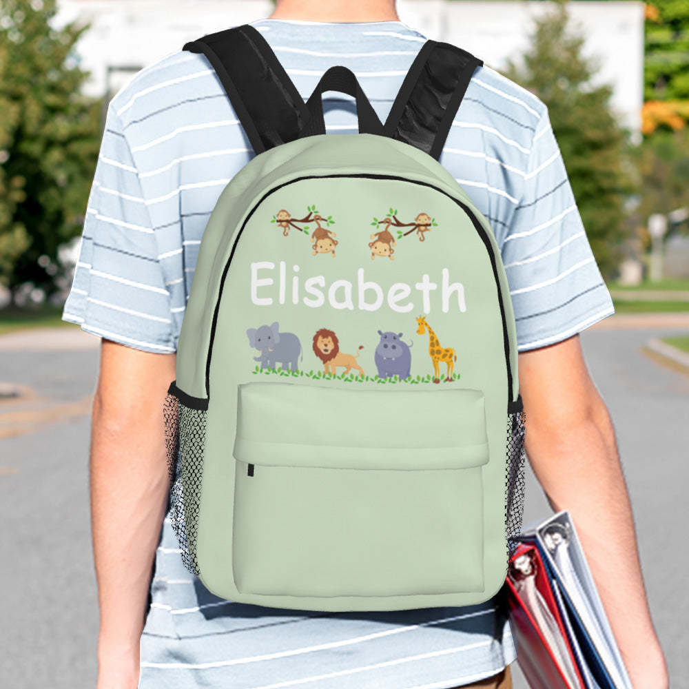 Custom Name Backpack Personalised Cute Animals School Bag for Kids - mysiliconefoodbag