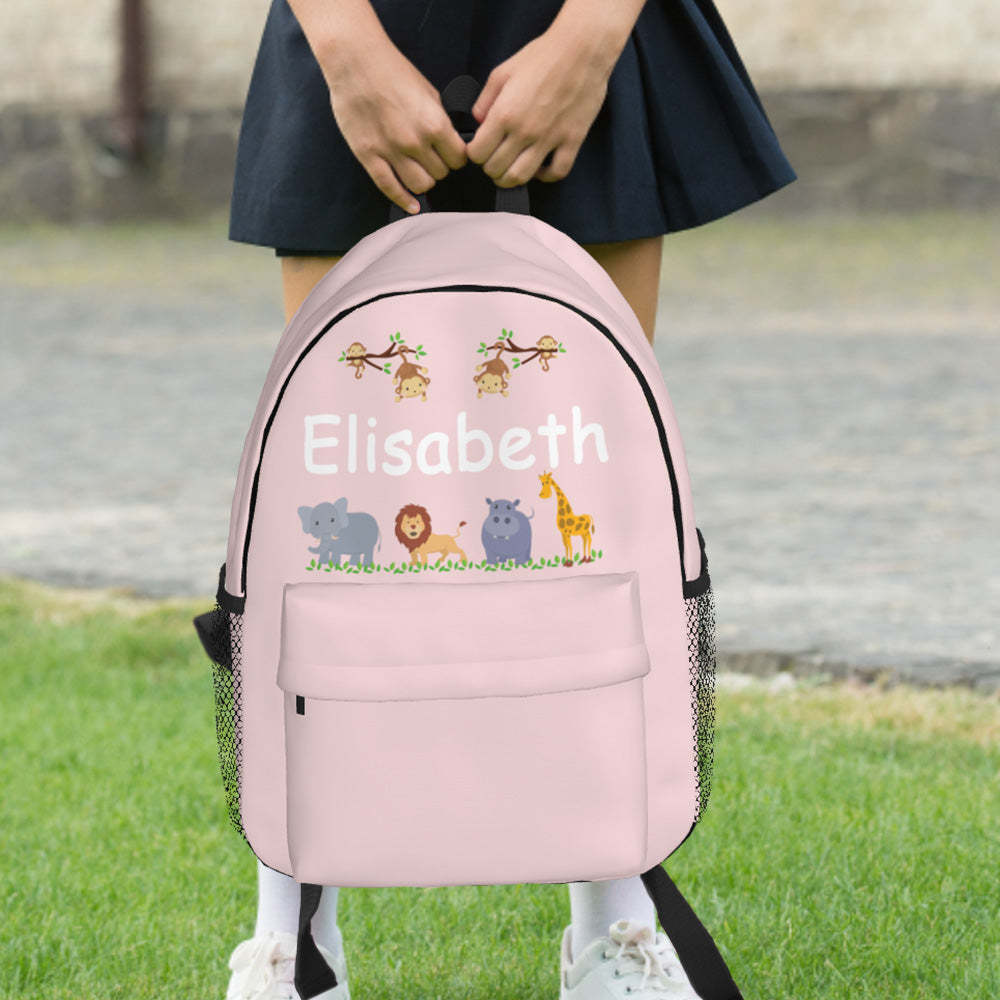 Custom Name Backpack Personalised Cute Animals School Bag for Kids - mysiliconefoodbag