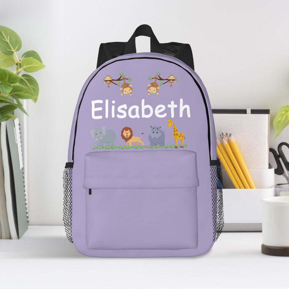 Custom Name Backpack Personalised Cute Animals School Bag for Kids - mysiliconefoodbag