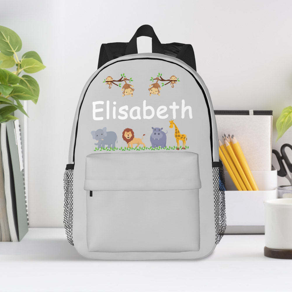 Custom Name Backpack Personalised Cute Animals School Bag for Kids - mysiliconefoodbag