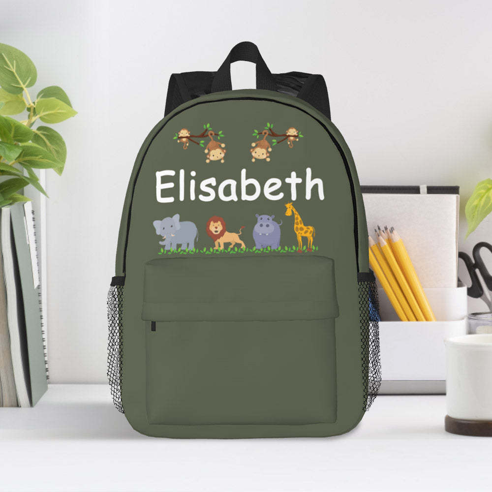 Custom Name Backpack Personalised Cute Animals School Bag for Kids - mysiliconefoodbag
